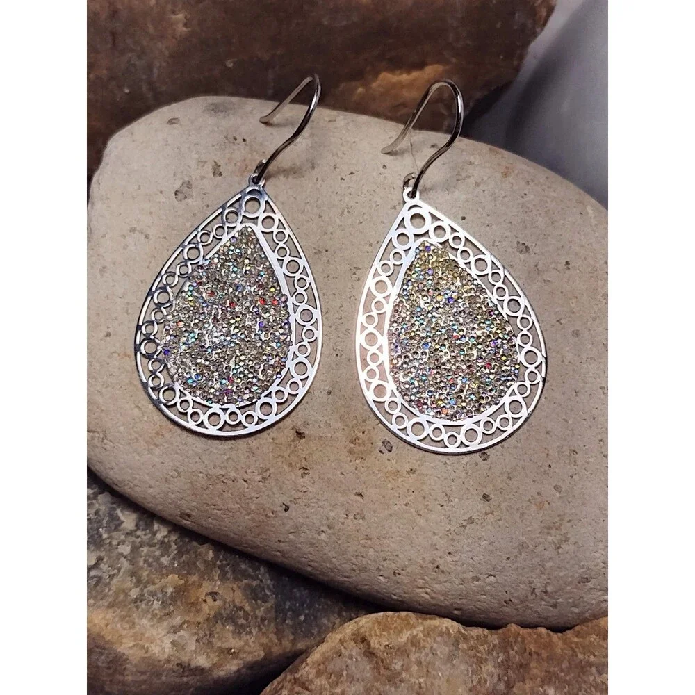 Sterling Silver 925 Sparkle Enamel Dangle Earrings